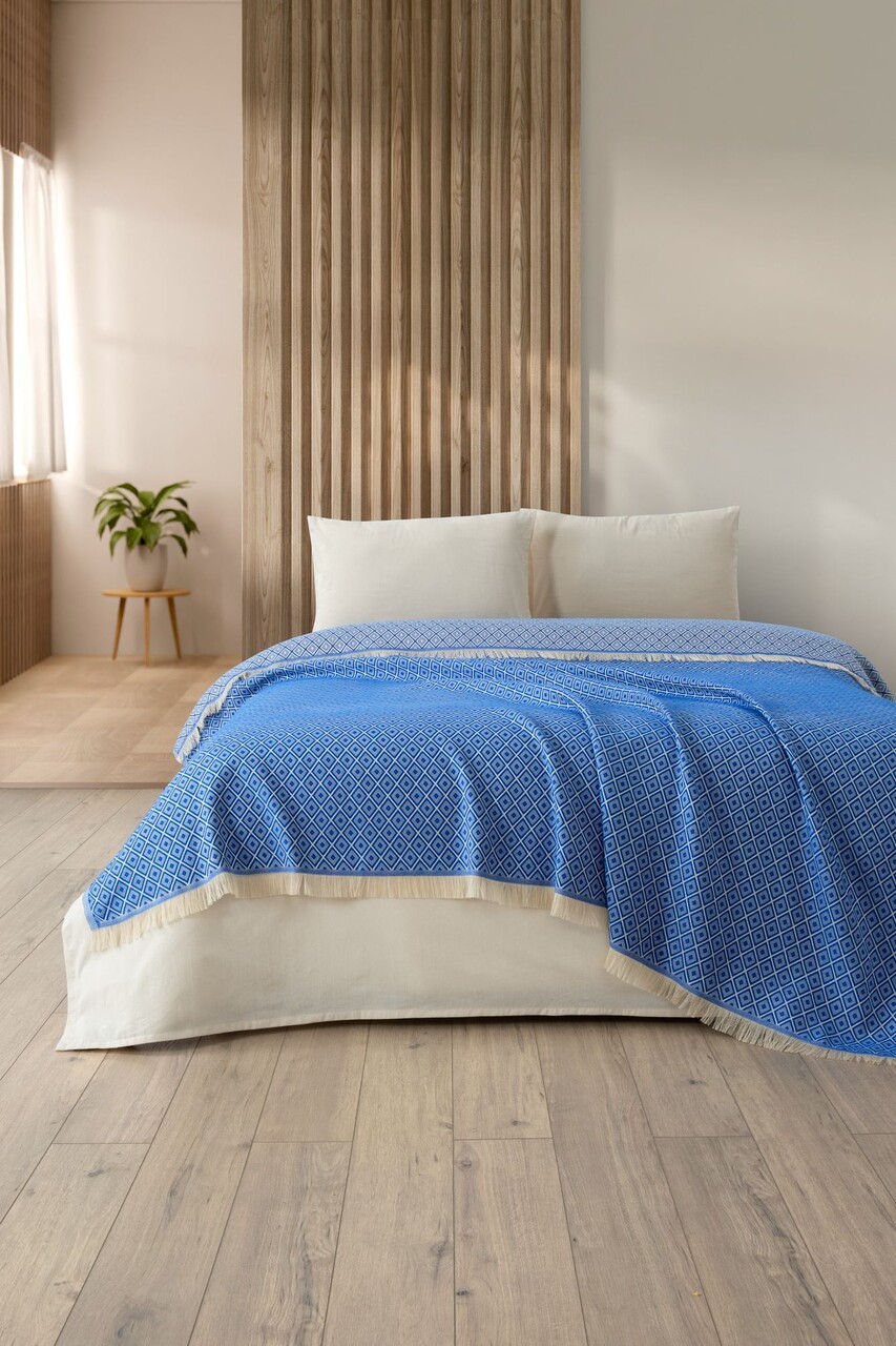 Cuvertura matlasata dubla, L'essentiel Maison, Diamonds, Albastru - imagine 4